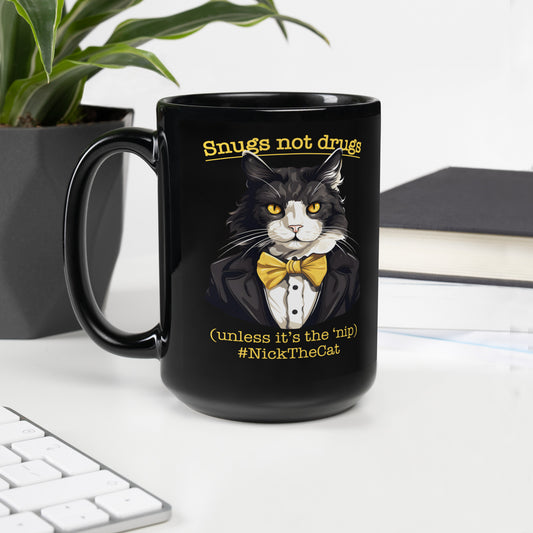 Snugs Not Drugs Nick the Cat Mug