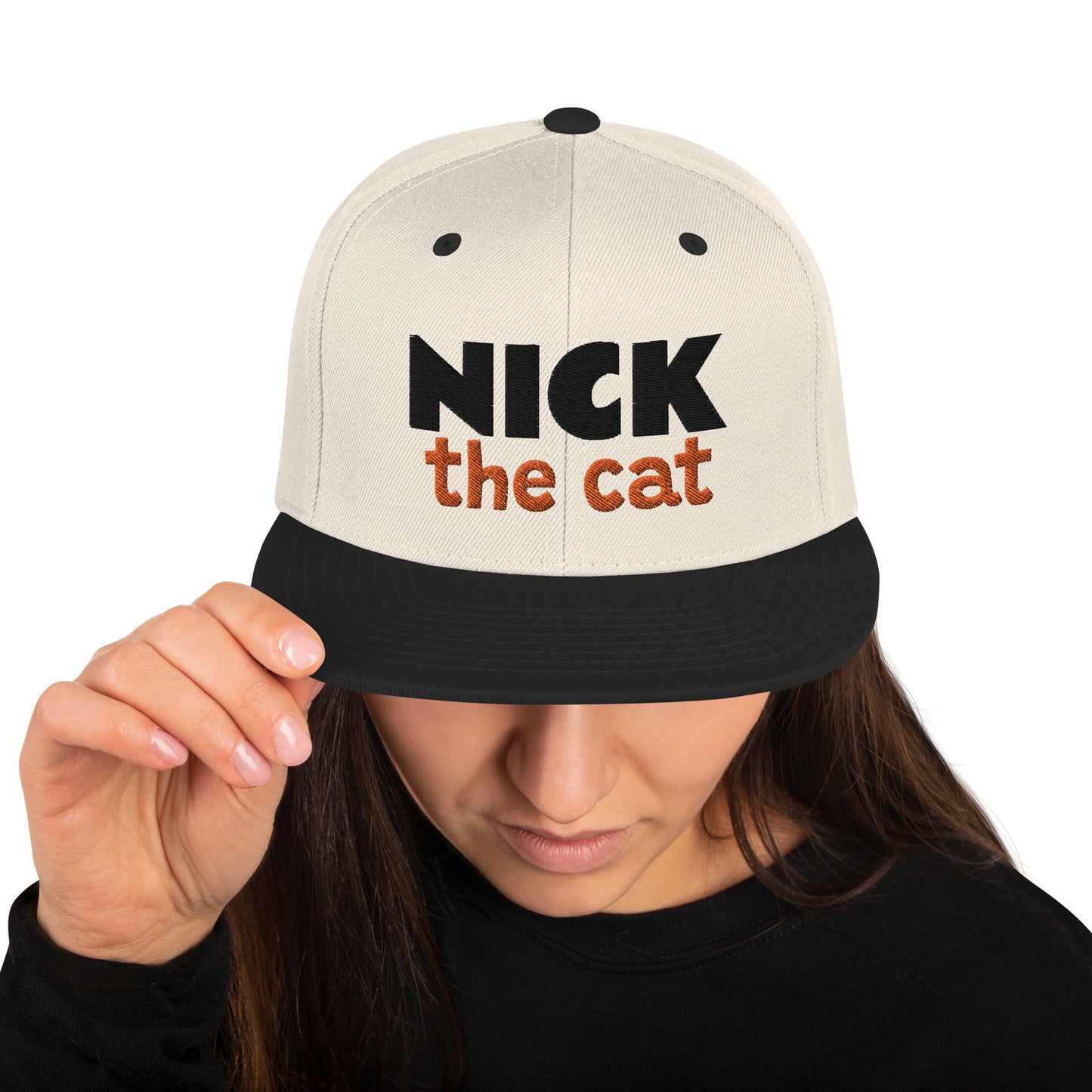 Nick the Cat Embroidered Snapback Hat