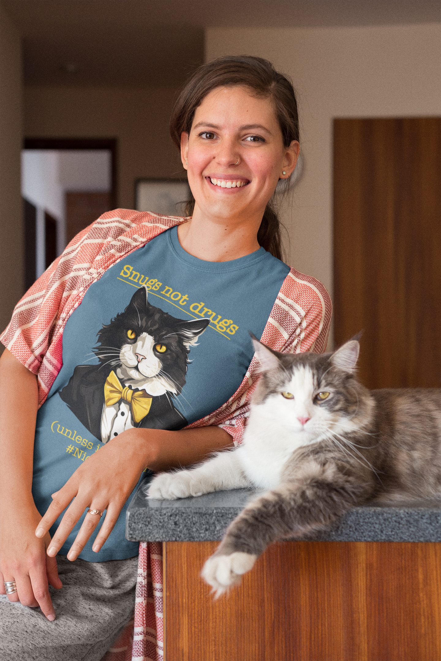 Snugs Not Drugs Shirt - Nick the Cat