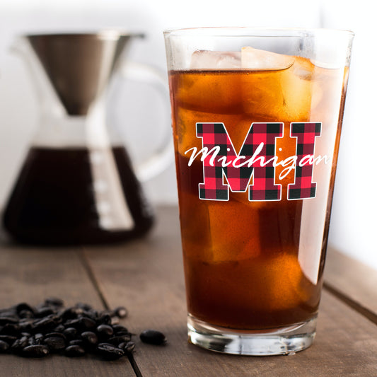 Buffalo Plaid Beer Glass
