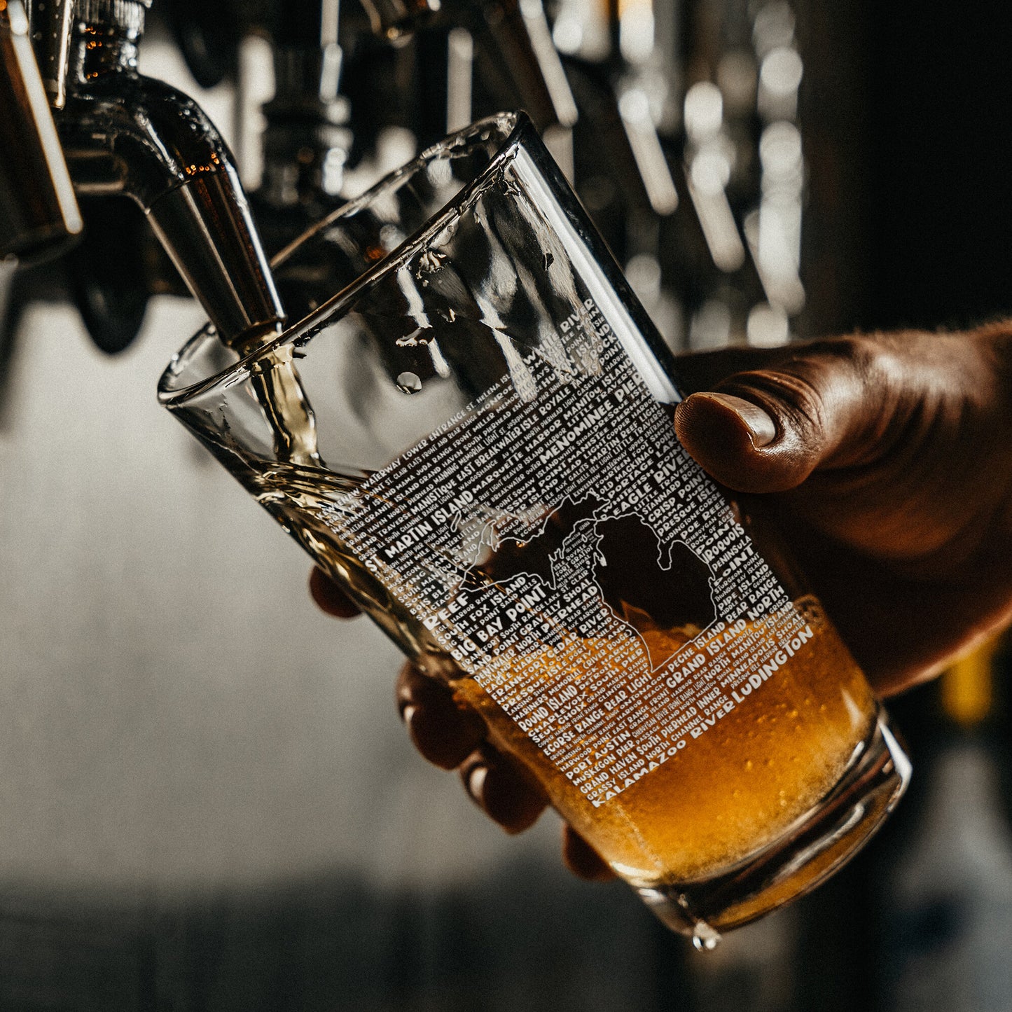 Michigan Lighthouses Beer Glass