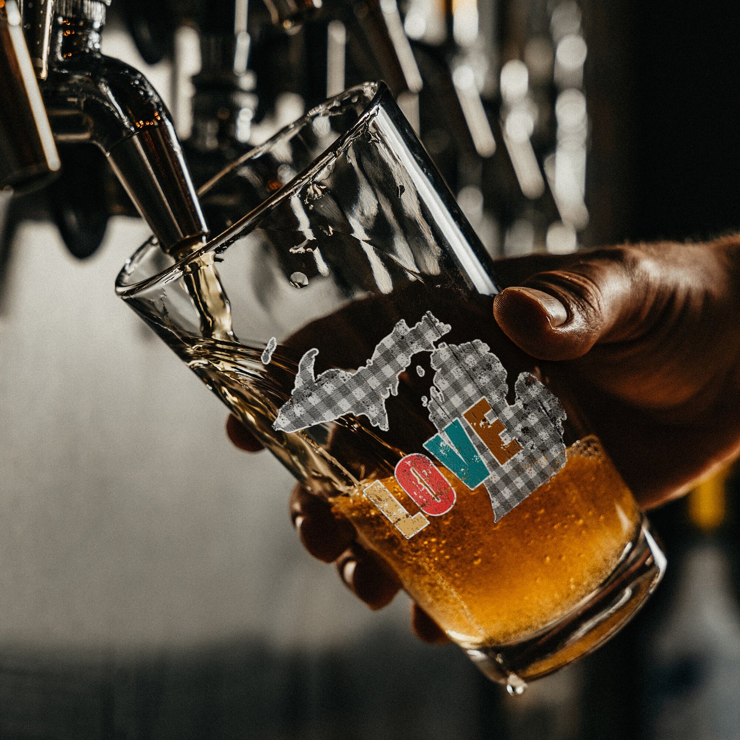 Plaid LOVE Beer Glass