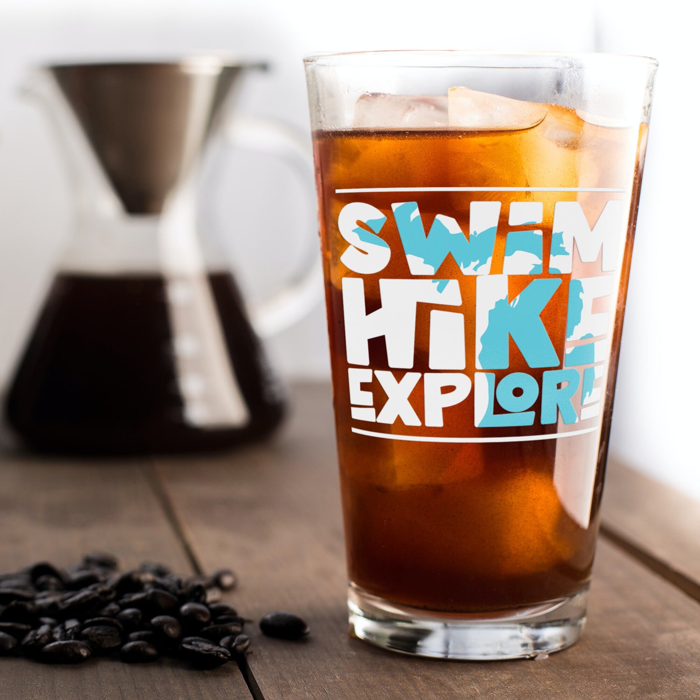 Swim Hike Explore Beer Glass