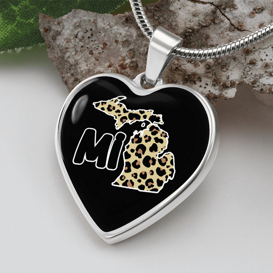 Leopard Print Heart Necklace