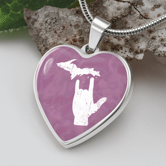 Pink Love Sign Heart Necklace