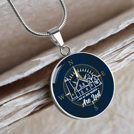 Lighthouse Not All Who Wander Necklace