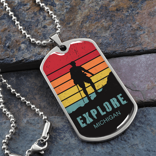 Hiking Explore Michigan Necklace