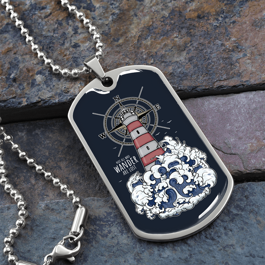 Not All Who Wander Lighthouse Necklace