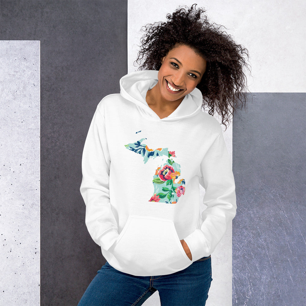 Flowered Michigan Hoodie